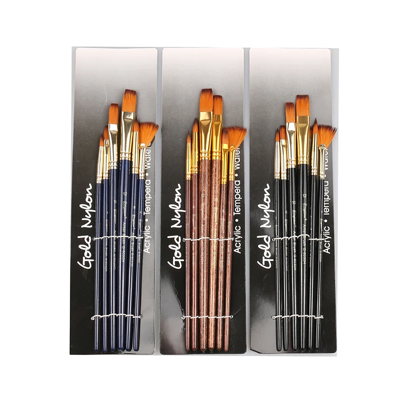 Набор кистей для пейнтбола Giorgione из синтетического ворса с алюминиевым ободком и деревянной ручкой 6 шт. в