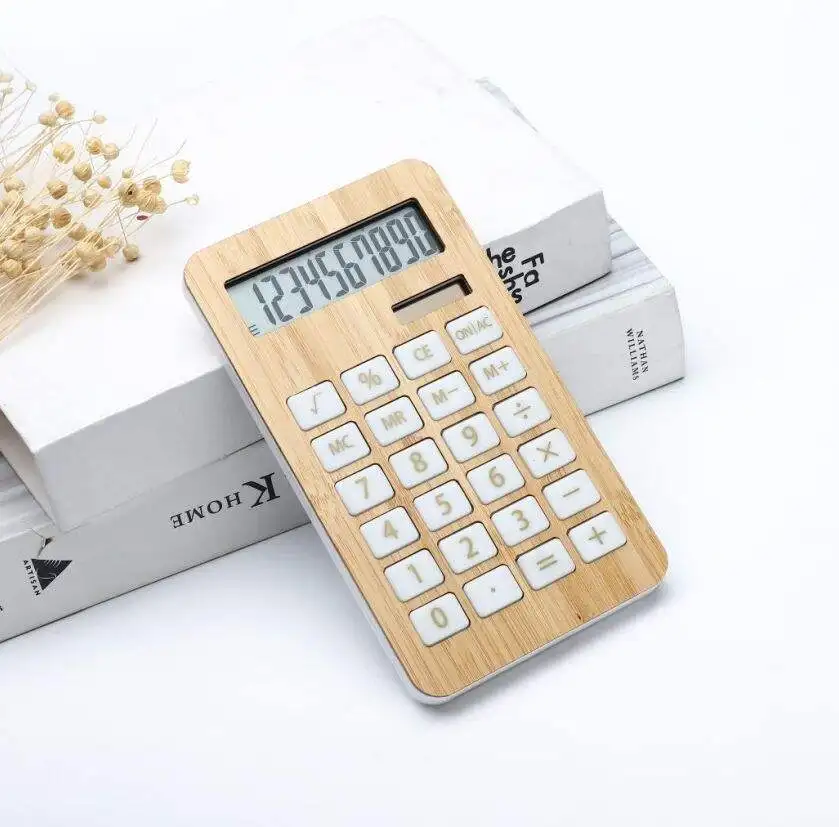 10 Creative Bamboo and Wood Counting Computer Financial Office Desktop Can Be Printed on LOGO Bamboo Wooden Calculator