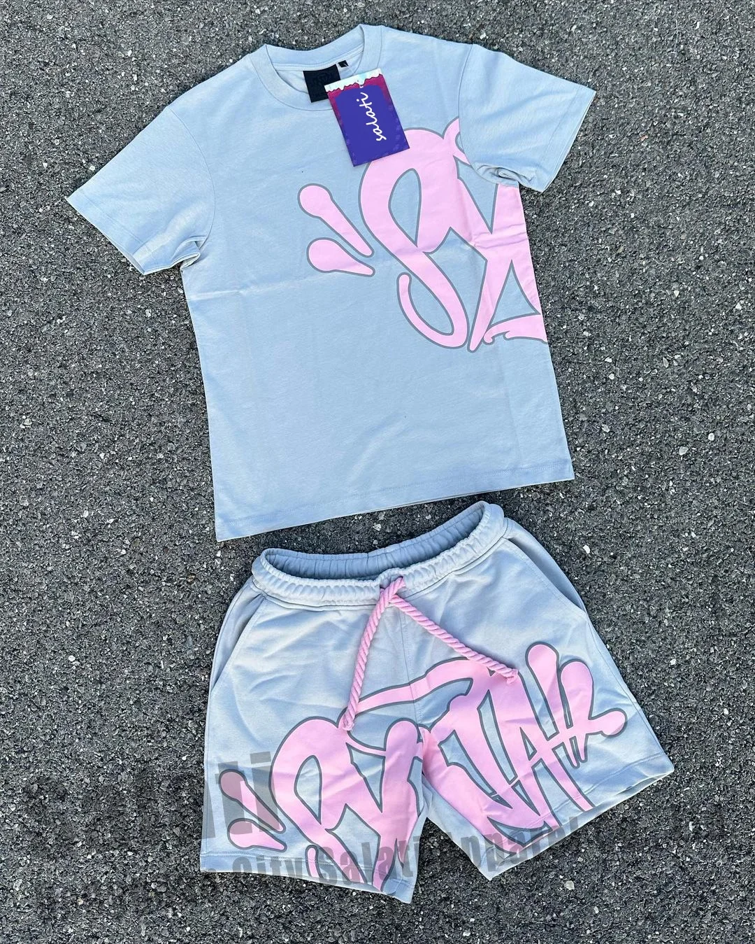 Custom Print Sweat Suits Oversized Cotton Jogger Sports Tracksuits Two Piece Summer Crew Neck Tshirts and Shorts Sets for Men