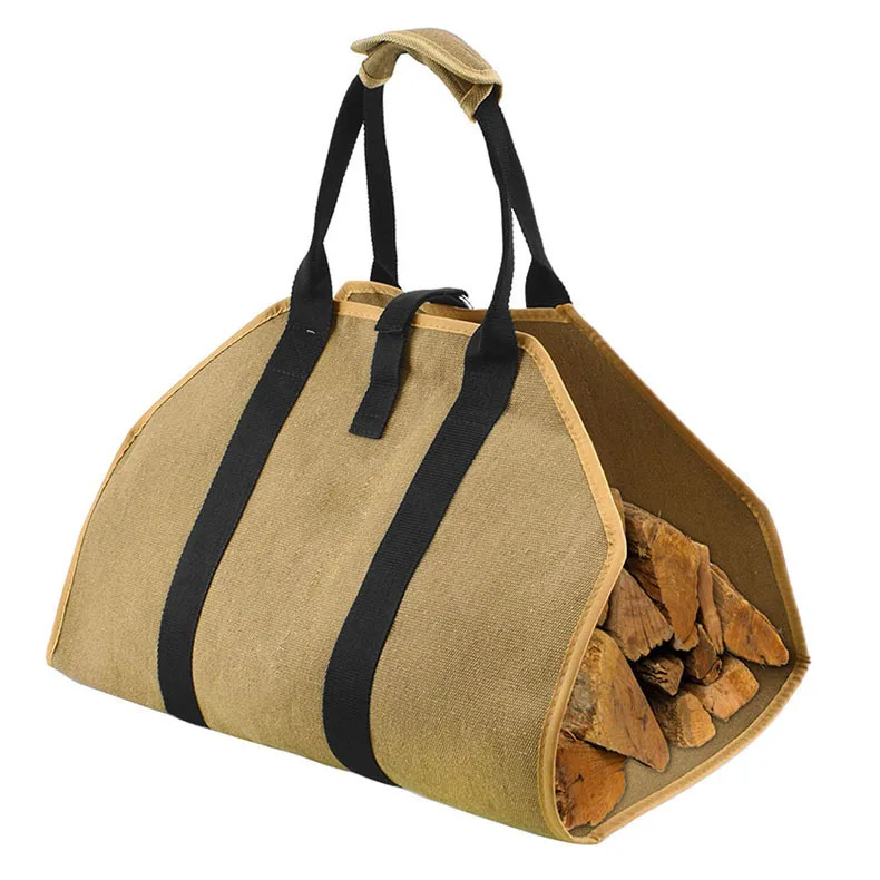 Firewood cutting bag Canvas storage bag Portable folding storage bag Multifunctional firewood handbag