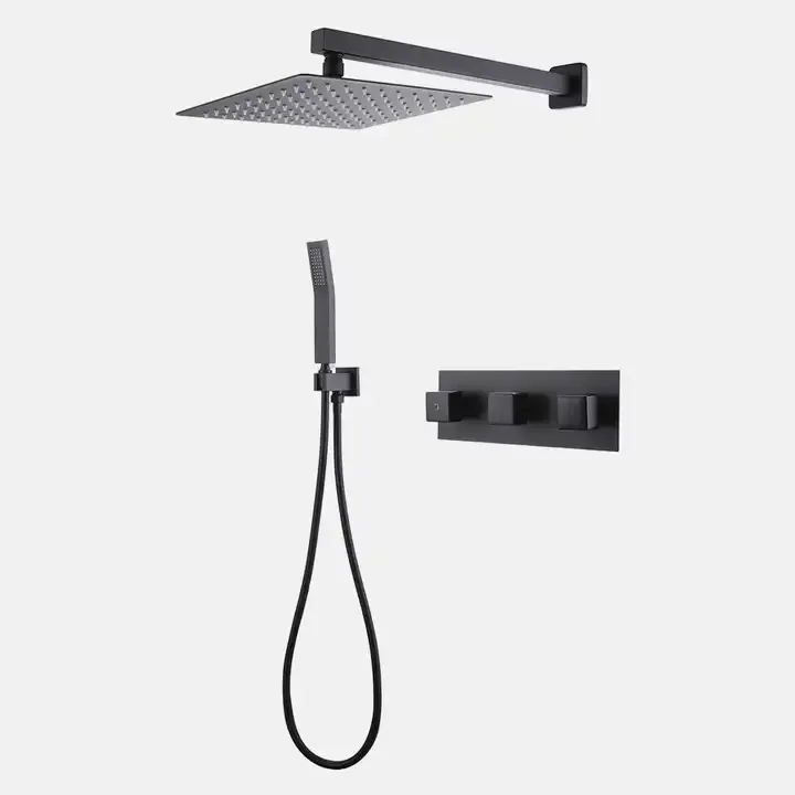 Latest Design High Quality Bathroom Brass Luxury Shower Set Black Functional Concealed Shower Mixer