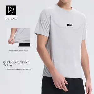 Custom Men's Lightweight Polyester Fitness Running Sports Gym Compression Shirt Short Sleeve Quick Dry Active Tops