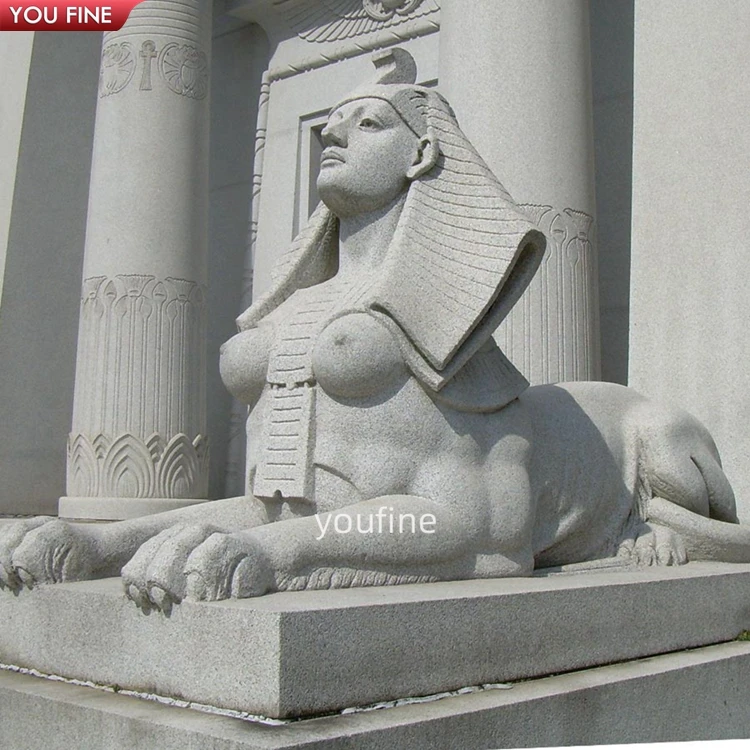 Marble Egyptian Sphinx Statue for Home Decoration Outdoor Ancient Greek White Natural Marble Customized Size