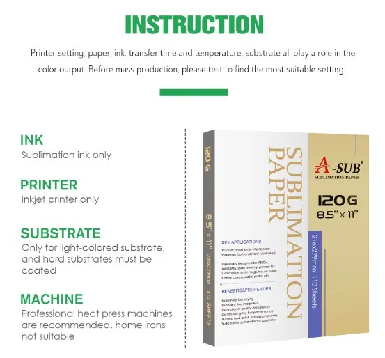 A-sub Sublimation Paper 13x19 inch for All Inkjet Printer with Sublimation Ink,110 Sheets