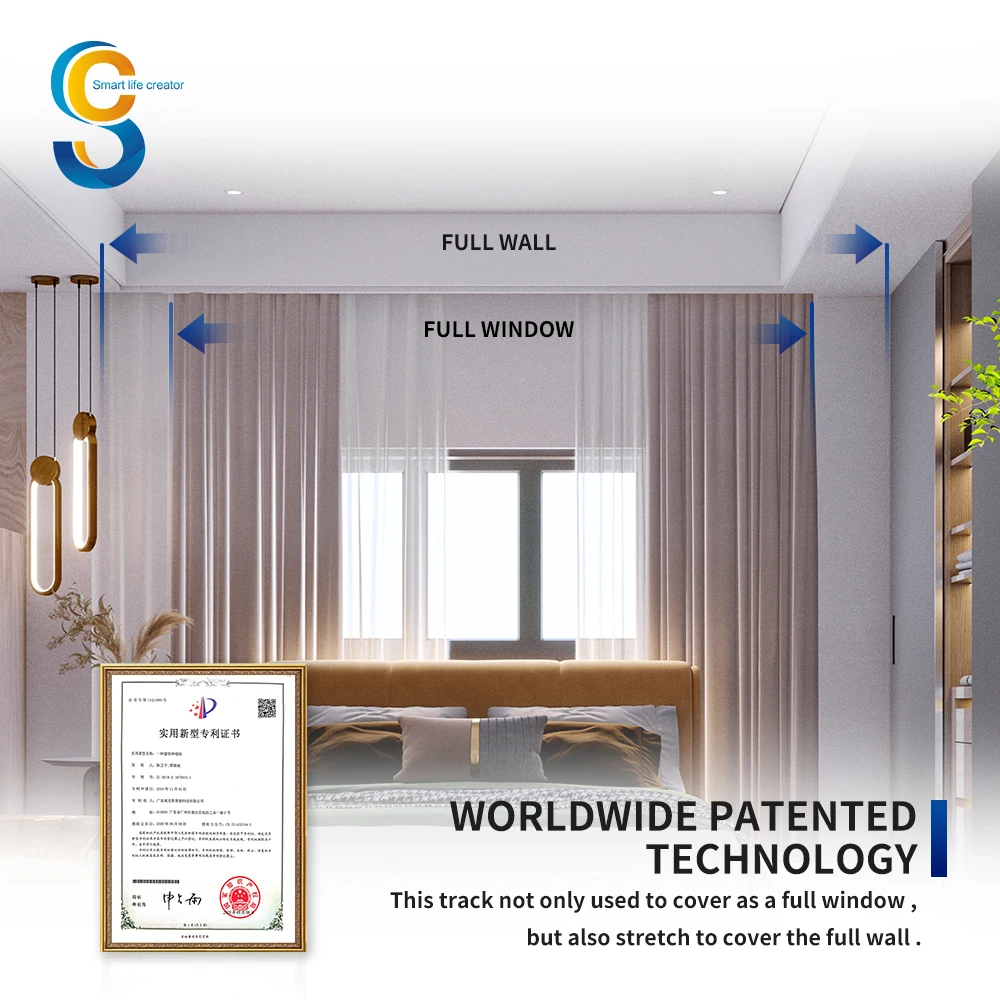 Silent Gliss Automatic Wave Curved Electric Aluminium Rail Smart Motorized System Remote Control Set Curtain Motor and Track
