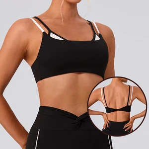 2026 New Arrival Twist Back Spaghetti Strap Breathable Quick Dry Workout Custom Gym Sports Fitness Yoga Bra