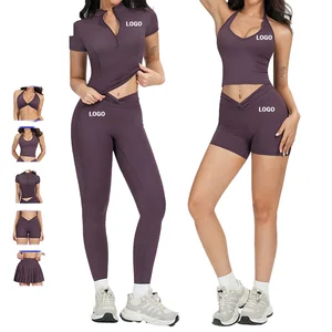 Plus Size Solid Front Logo Yoga Vest Pants Suit for Women Breathable Quick-Drying Spandex/Nylon Elastic Waist Full Length