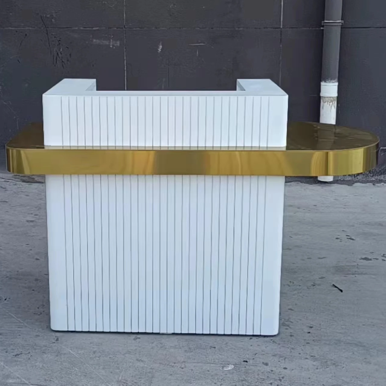 funky reception-desk standard dimension salon reception desk
