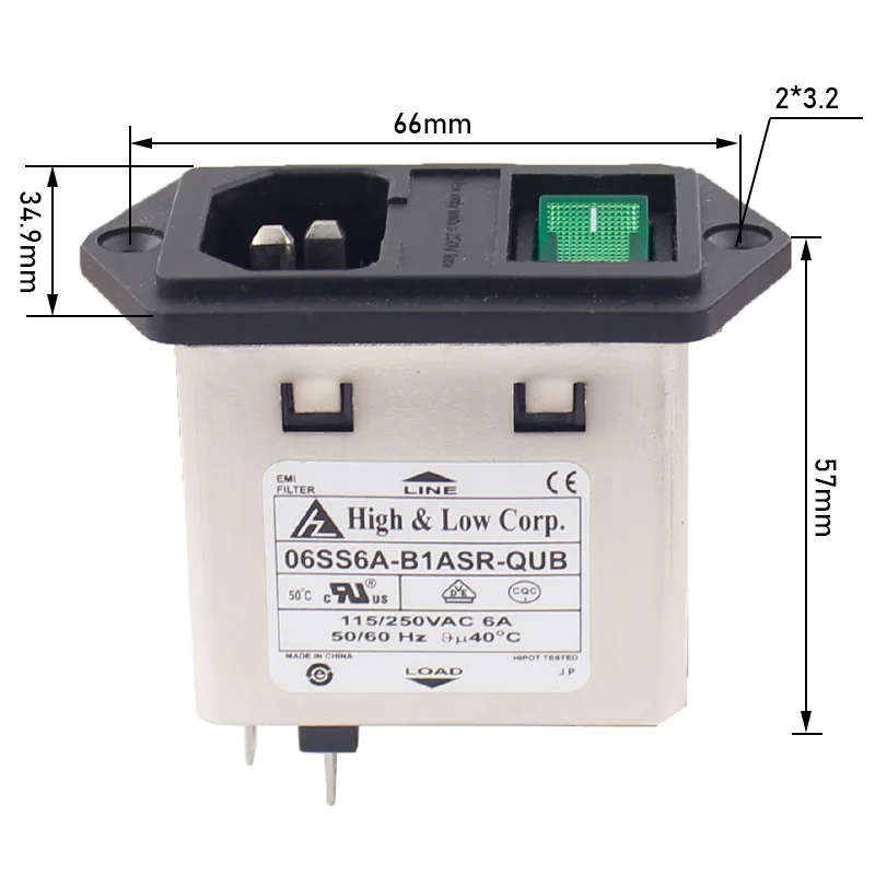 Mini-version Power Inlet Module with EMI Filter & Switch