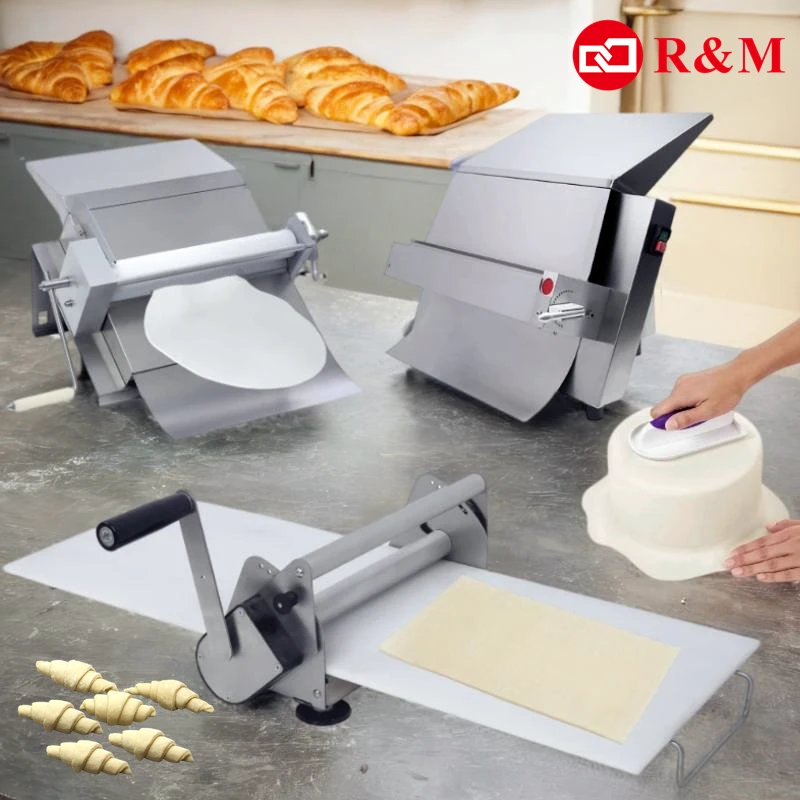 A Bakery Bread Mini Tabletop Croissant Hand Table Top Small Manual Dough Sheeter Roller Machine for Pastry Dought Price Home Use
