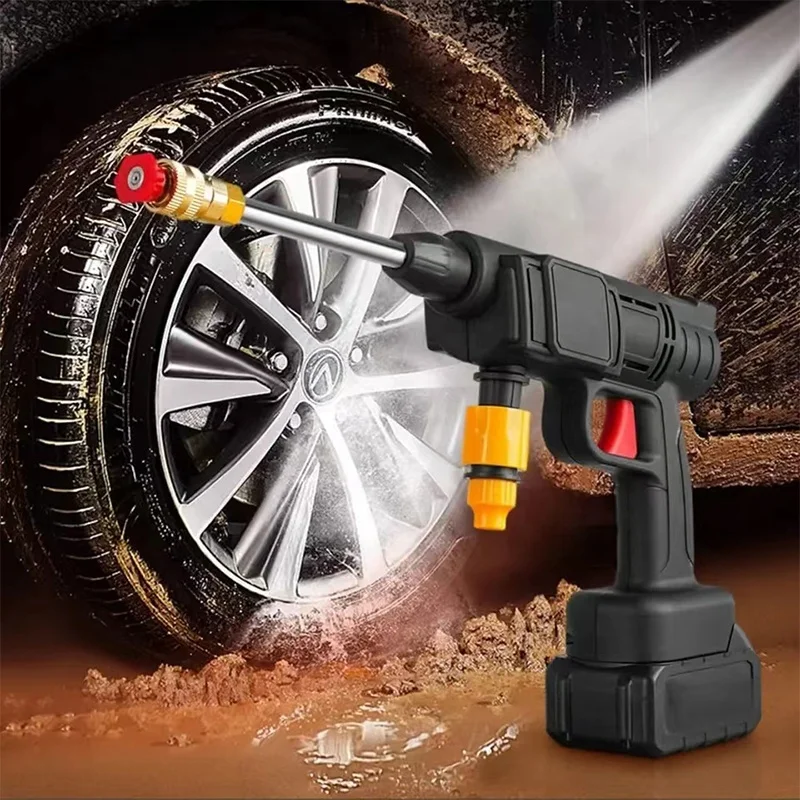 Nettoyeur Haute Pression Sans Fil 21V 50Bar - Avec 2 Batteries 4000mAh - Pot à Mousse Et Tuyau 5m - Idéal Voiture Et Jardin