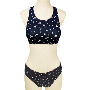 Custom Floral Designs Beachwear Swimsuit for Ladies Breathable Women's Swim Top & Bottoms Two Piece Bikinis Set Bathing Suit