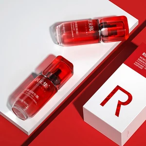 OEM Customizable 40ml Red Matt Skincare Pump Bottle Exquisite Acrylic out Cap with Oval Box Use for Eye Cream
