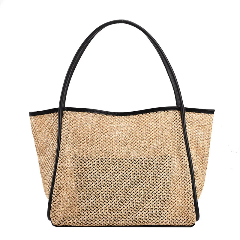 Bag 2024 Large Capacity Straw Bucket Commuters Summer Beach Handbag Two Handles S, Wholesale & OEM/ODM Welcome
