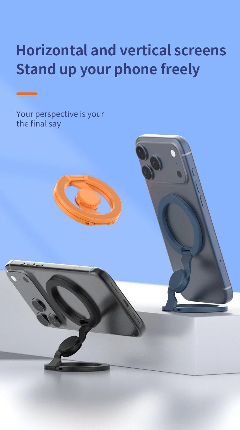 Magnetic Phone Holder Fingertip Gyroscope Design Foldable Dual Axis Stable Stand for Smartphone