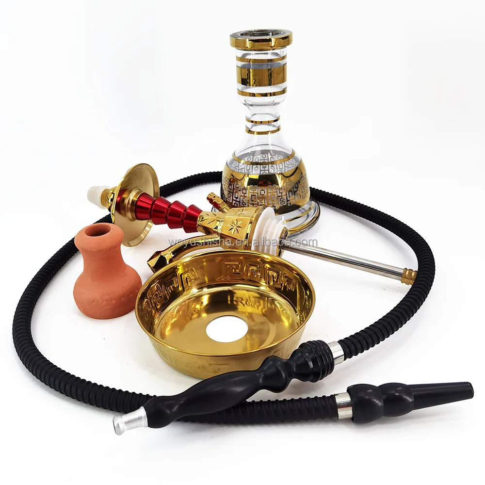 ミディアムゴールドシーシャパイプエジプト風水ギセルガラスシェシャ