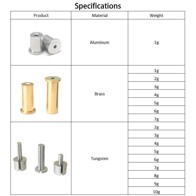 1g10g Golf Club Weight Tip Head Accessories Golf Aluminium Brass