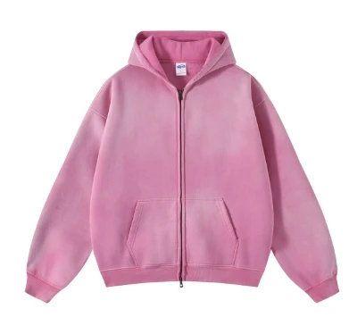 Vintage Cotton Hoodie Men Distressed Washed Oversized Heavyweight Women Plain Color Casual Autumn Fall Winter