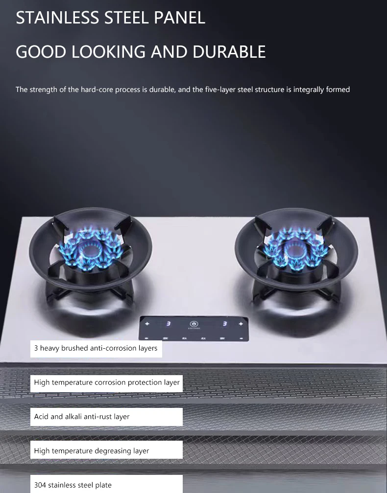 Household Embedded Flip Top Gas Stove Natural Gas Dual Stove Touch