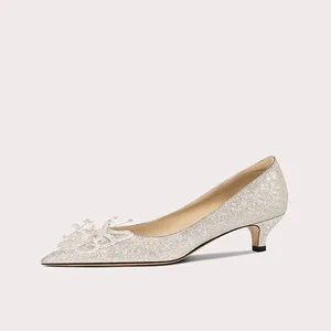 Luxury Shiny Gold High-heeled Women's Shoes Pointed Toe Designer Heels Ladies Sexy Bridal Wedding Gowns Shoe