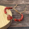 Red Imperial Jasper Heart Handwoven Bracelet