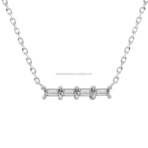 New Arrival Products Rectangle Necklace AU585 Solid Gold Jewelry 14k Lab-grown Diamond Necklace for Women