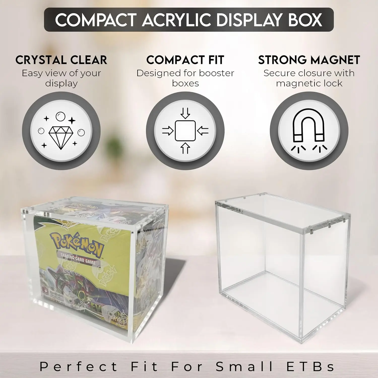 pokemon booster box acrylic case magnetic Pkc Etb Case! Pokmon Card Protectiv  LOGANS POKESHIP grade magnets Clear Magnetic Acrylic Case Pokemon