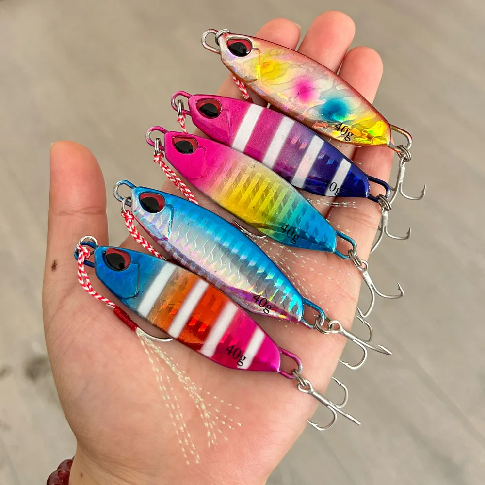 cheapest saltwater fishing lures 30g 40g Saltwater Fishing Jig with Trble Hooks Cheaper Jig Speed Metal Jig  Fishing Lure