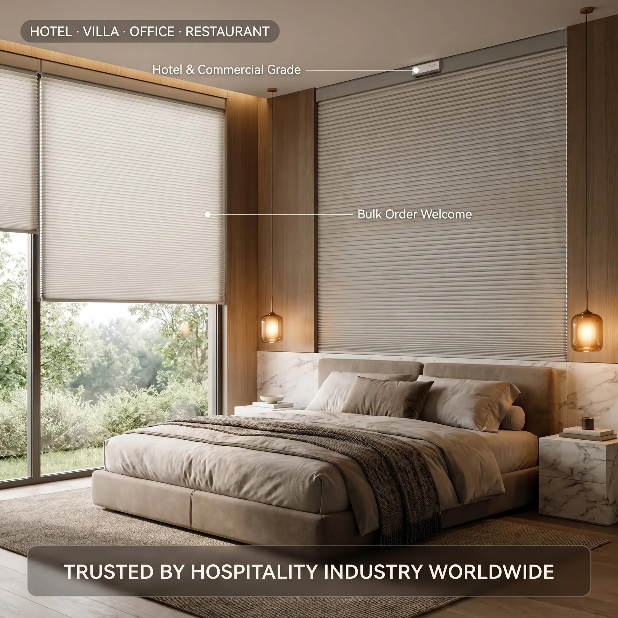 Motorized Honeycomb Blinds Thermal Insulated Cellular Shades Electric Blackout Blinds for Home Office