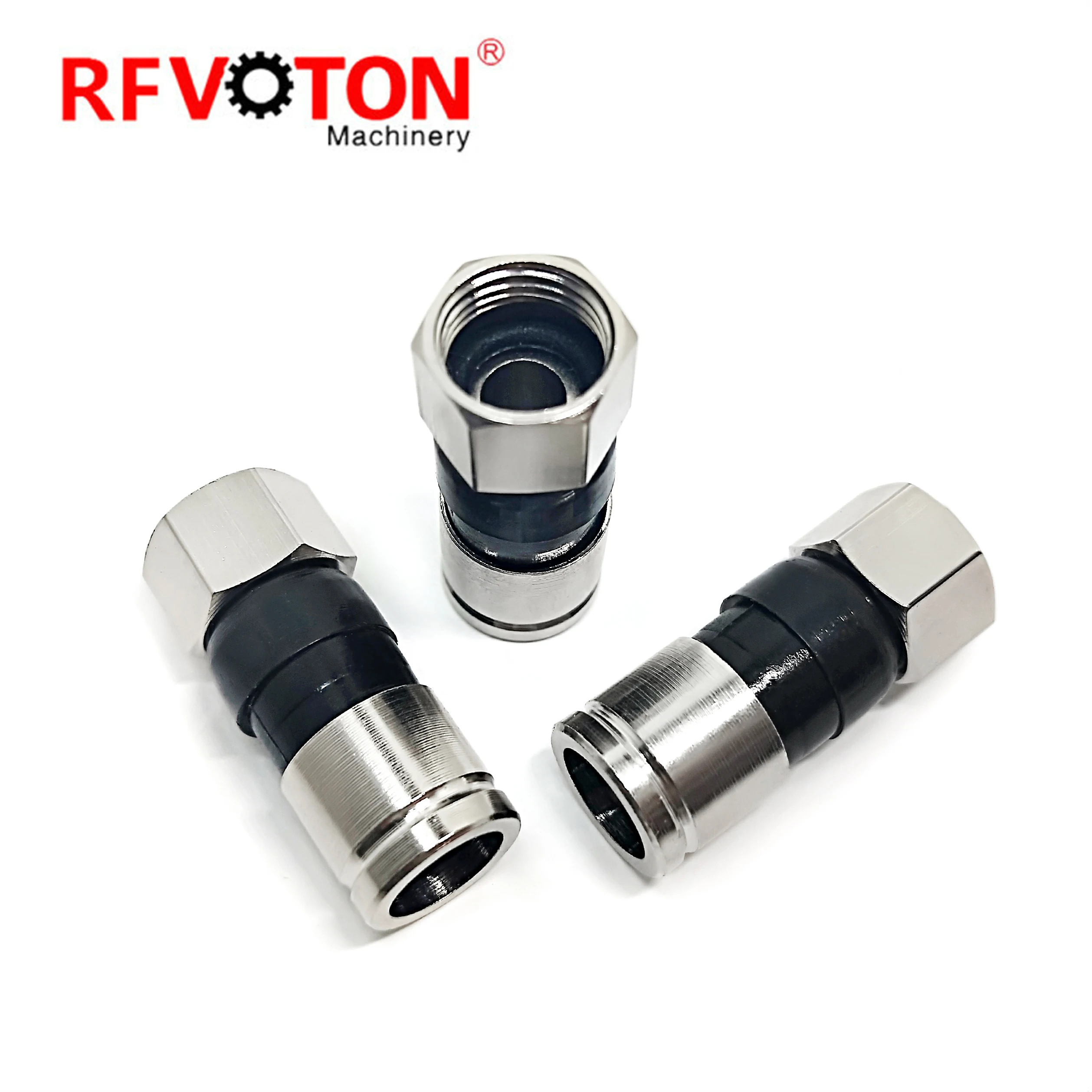 Professional Grade RG6 Coaxial Cable Connector with F Male Interface Compression Fit RF Converter for CATV/SAT/Internet