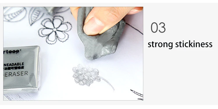 Серый пластик разминаемый резиновый высокий легкий художественный ластик для