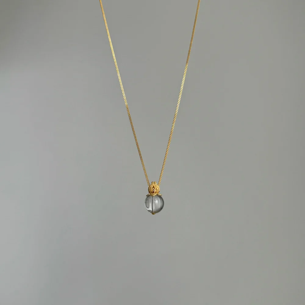 KAKODIY Unique Design 925 Sterling Silver 18K Gold Plated Chain 5A Zirconia Lotus Natural White Crystal Pendant Necklace detail 5