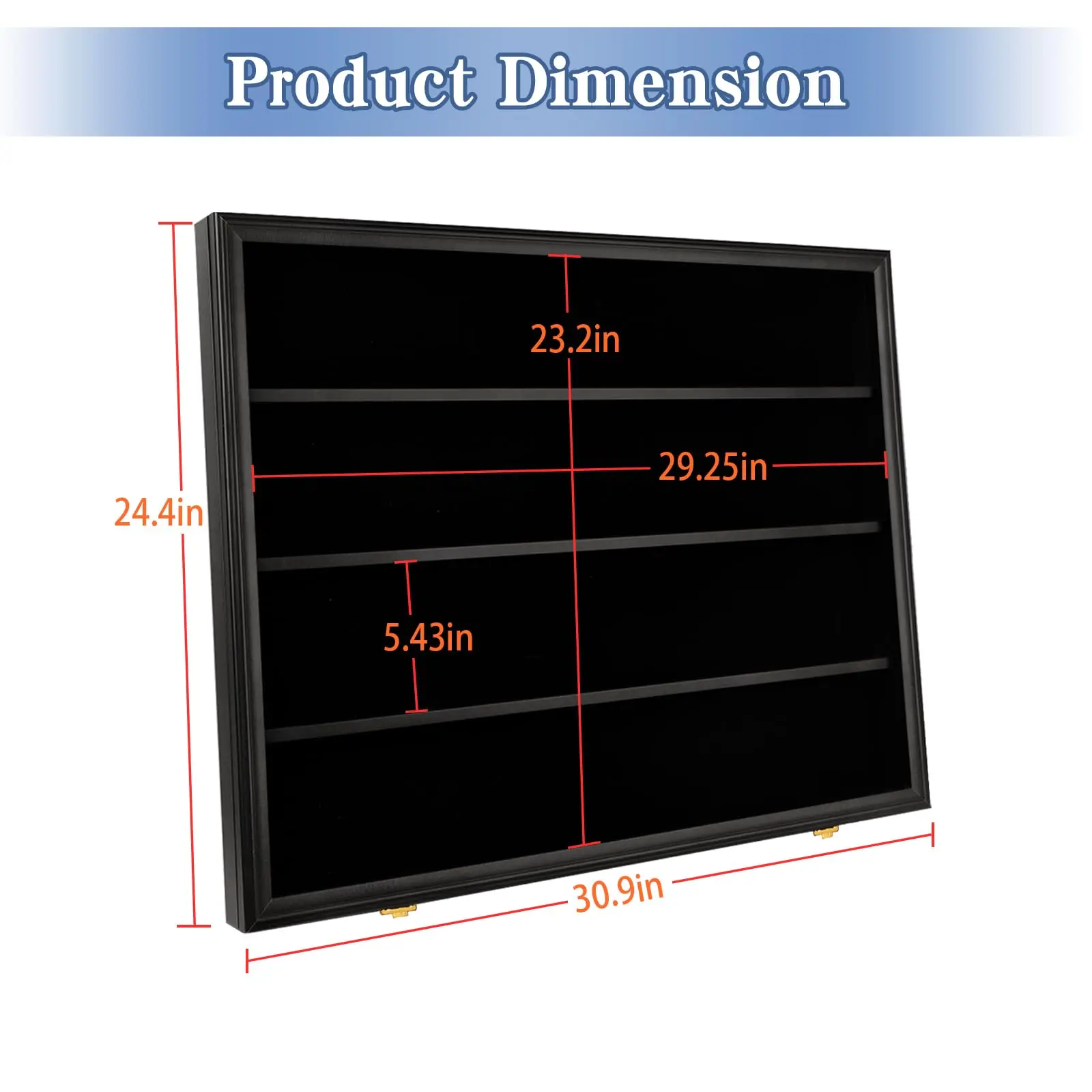 Sports Card Display Case 24*31" Lockable Black Baseball Trading Cards  Display Case With Clear Acrylic for Cards Collection