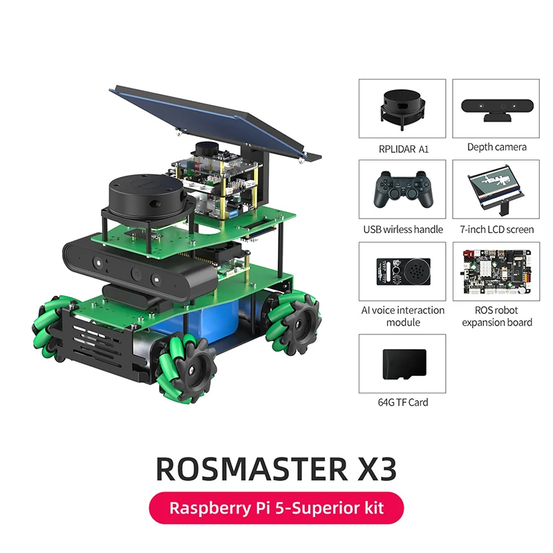 ROSMASTER X3 Robot with Mecanum Wheel Laser Based on Python and ROS2 for Jetson NANO 4GB SUB Orin Nano Orin NX SUPER RPi 5