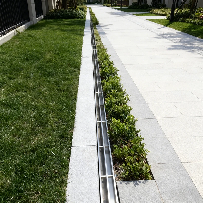 Drainage ditch on the side of the residential area