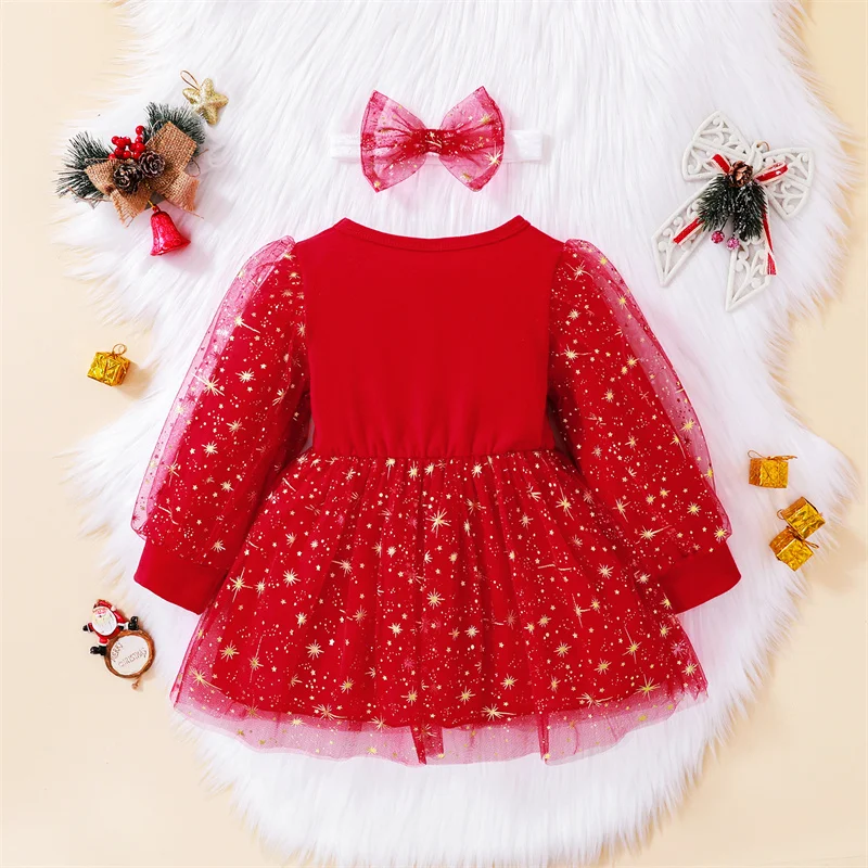2023 Winter Christmas Baby Girl Dress Long Sleeve Girls Party Dresses