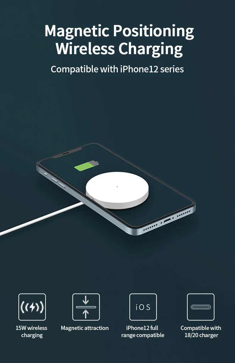 
 Заводское оптовое высокое качество 15 Вт i12 Быстрое беспроводное зарядное устройство с магнитом  