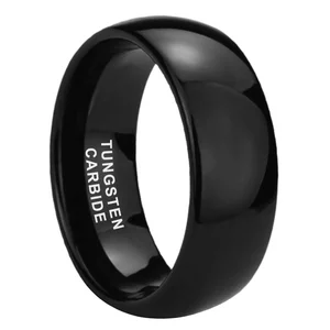 Coolstyle Jewelry Wholesale Dropshipping 8mm Domed Polished Black Tungsten Carbide Ring for Men Women Engagement Wedding Band