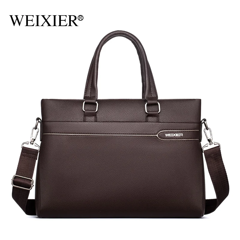 WEIXIER  wholesales custom hight selling fashion design men’s briefcase  PU leather laptop briefcase bags for business