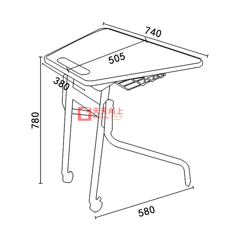 Portable Folding Table and Chair Set Trapezoidal Table With Wheels and Book Rack