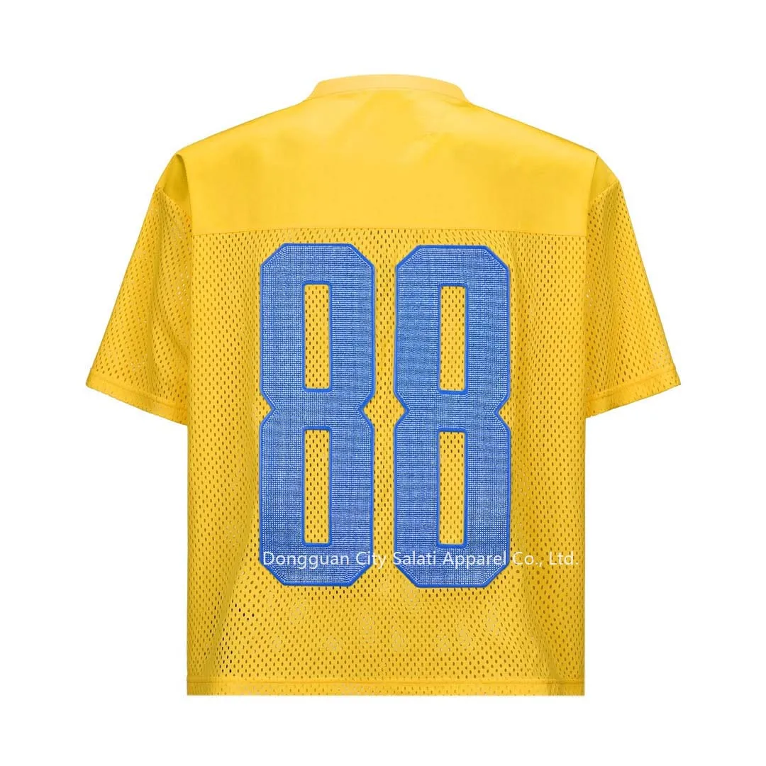 Salati T-shirt Custom Streetwear Embroidery Boxy Mesh Rhinestone T Shirts Vintage Retro Basketball Soccer Football Jersey Men gallery 2