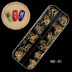 Бесплатная доставка, розы, гвоздики для ногтей, 3D украшения для ногтей, золотые, круглые, квадратные, треугольные, смешанные аксессуары в колесе для творчества