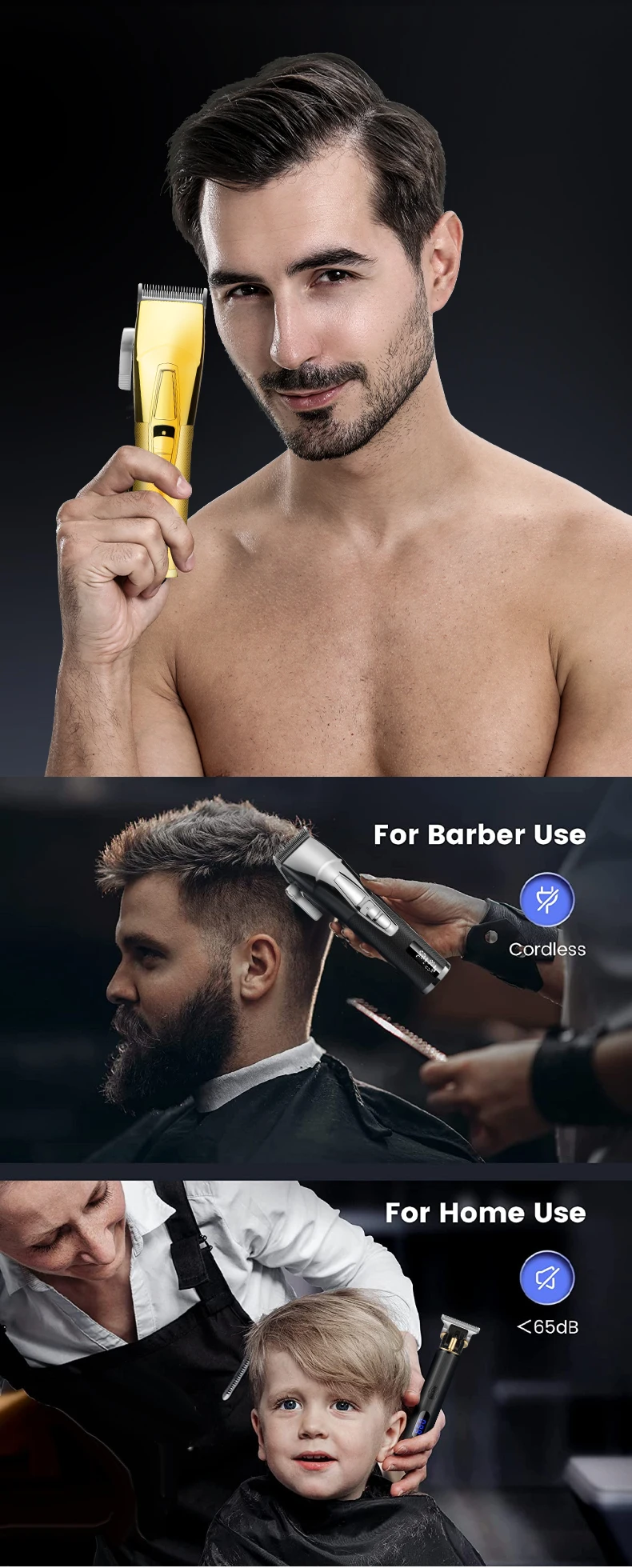 Lcd Display Professional Barber Supply Cordless Hair Cutter Clippers