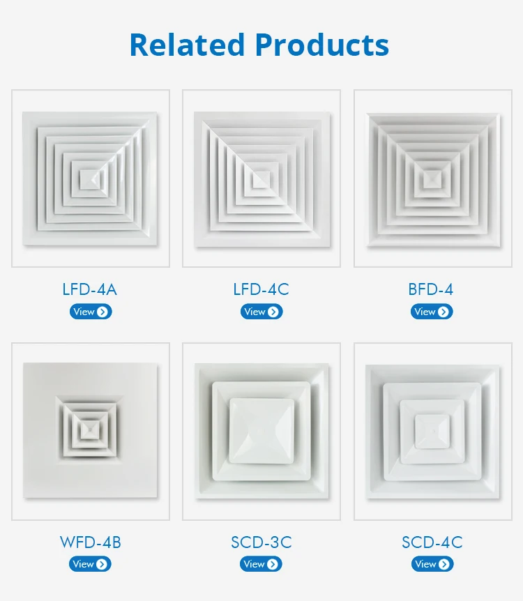4 Way Aluminum Ceiling Airflow Diffuser - Modern & Durable