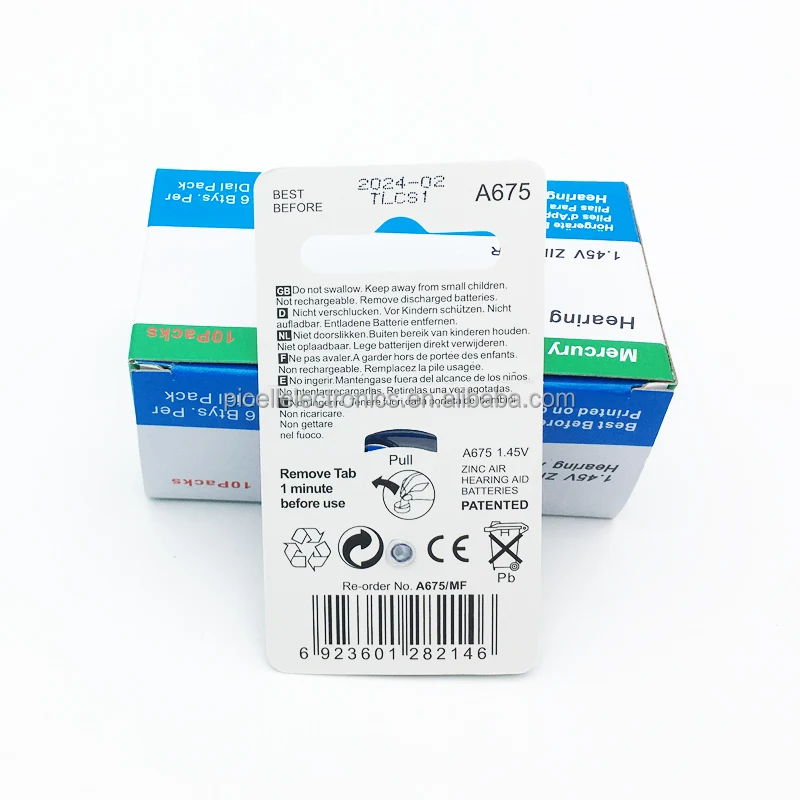 Zinc Air Button Cell Battery A13 A10 A675 A312 1.4V OEM Brand 1.62g for ...