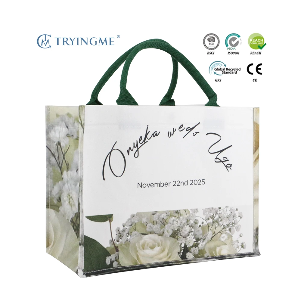 High Quality Flower Full Printed Handbag Canvas Material Economic Environmental protection Travel Bag Tote Bag