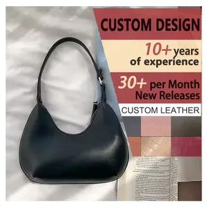 2026 Women's Casual Simple Women's Shoulder Bags Fashion Hand Bag Ladies Crescent Shape PU Leather Handbag
