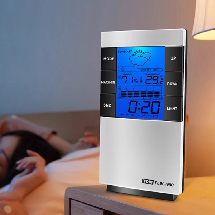 OEM ODM High Accurate Thermometer Temperature Display Digital Clock Home Decorative Smart Weather Clock for Bedroom