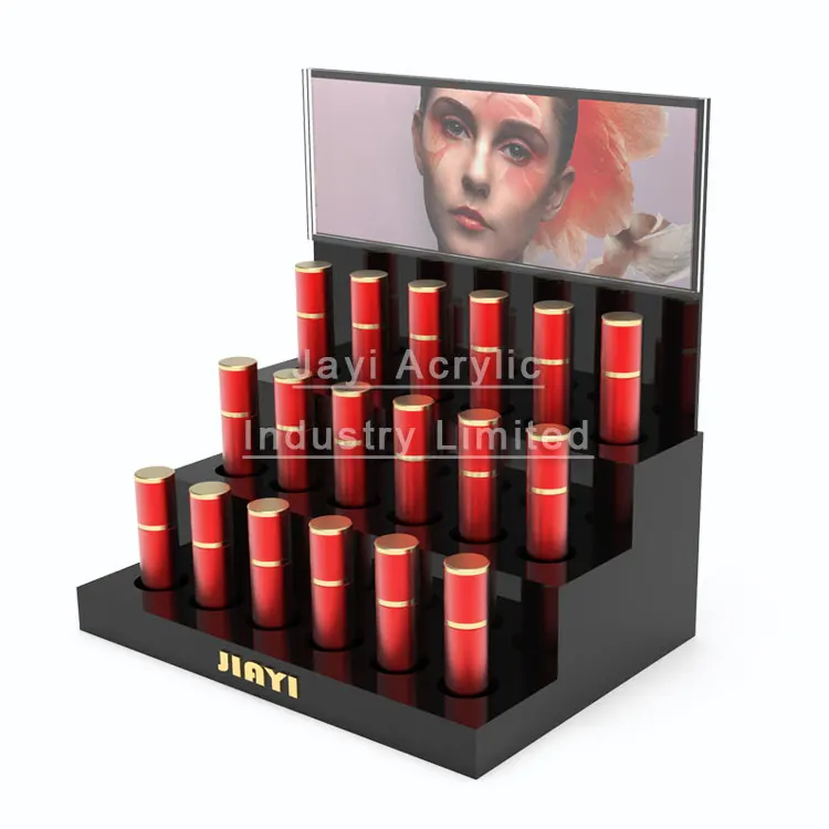 JAYI Custom Acrylic Lipgloss Display Stand Counter Lipstick Display Cosmetic Lip Gloss Rack