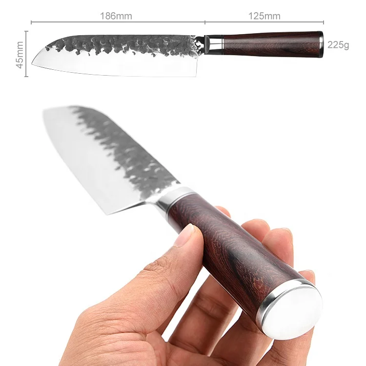 7 Inch Professional Japanese Sushi Knife Wood Handle Chef Santoku Knife